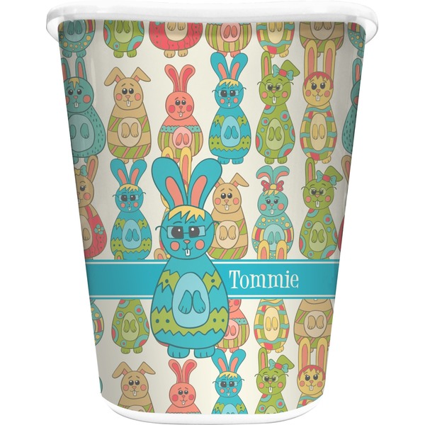 Custom Fun Easter Bunnies Waste Basket - Single Sided (White) (Personalized)