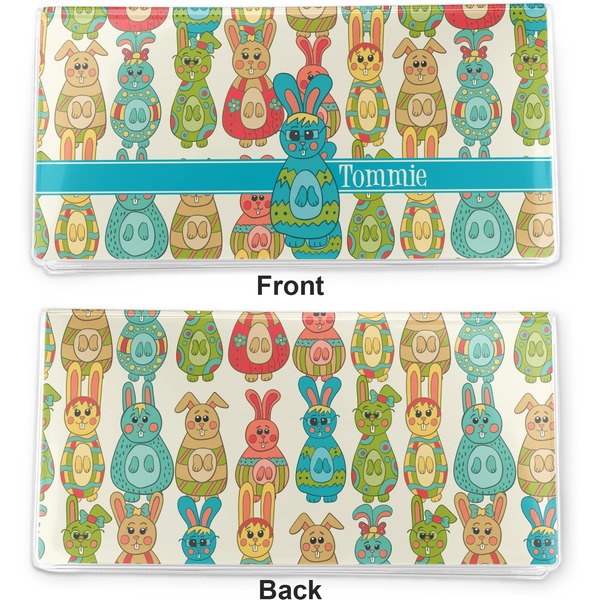 Fun Easter Bunnies Vinyl Check Book Cover - Front and Back