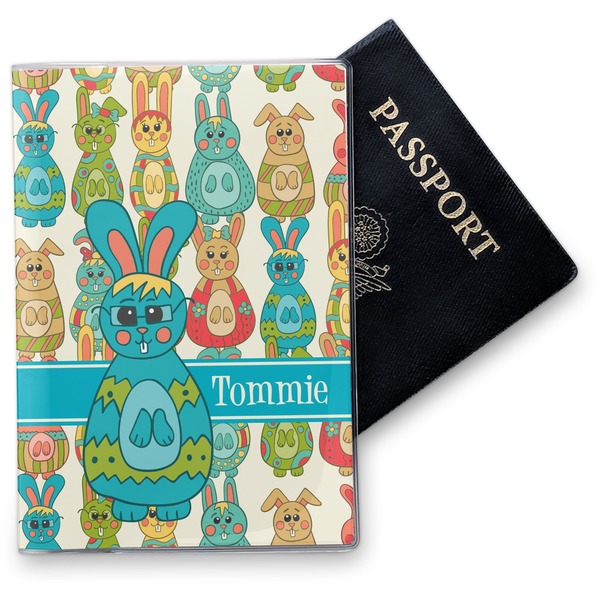 Custom Fun Easter Bunnies Vinyl Passport Holder (Personalized)
