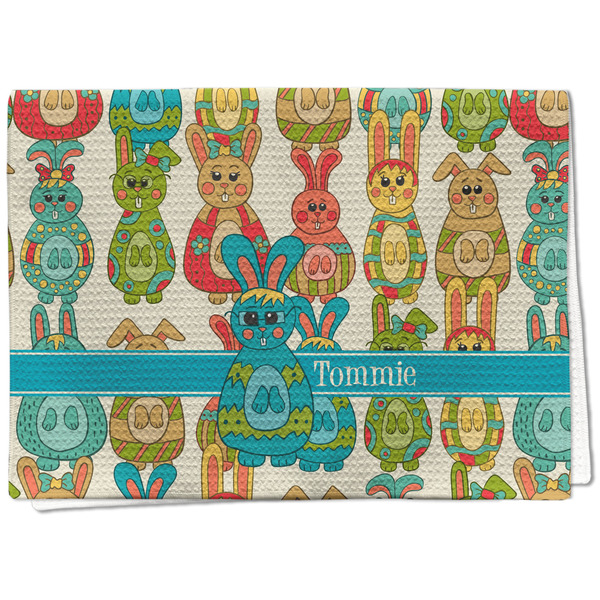 Custom Fun Easter Bunnies Kitchen Towel - Waffle Weave (Personalized)