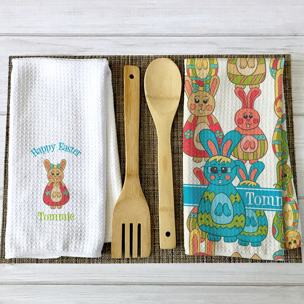 Fun Easter Bunnies Waffle Weave Towels - 2 Print Styles