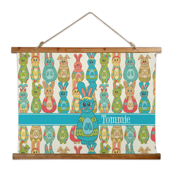 Custom Fun Easter Bunnies Wall Hanging Tapestry - Wide (Personalized)