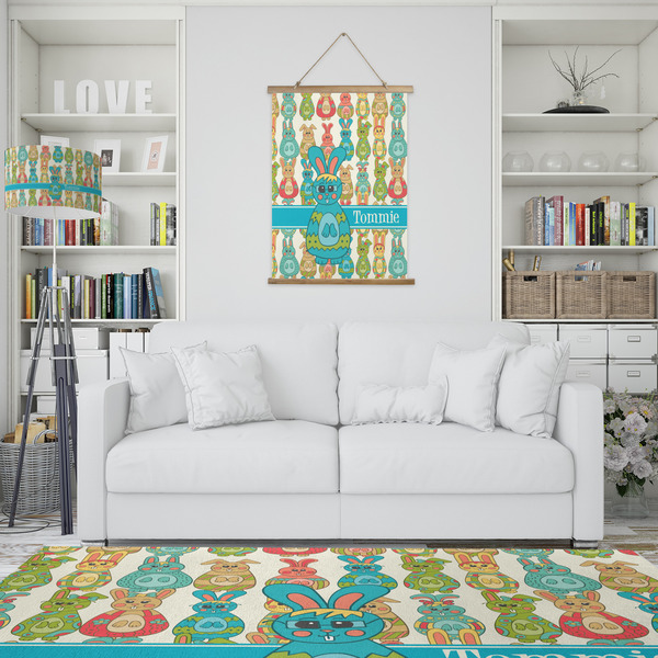 Fun Easter Bunnies Wall Hanging Tapestry - Portrait - IN CONTEXT