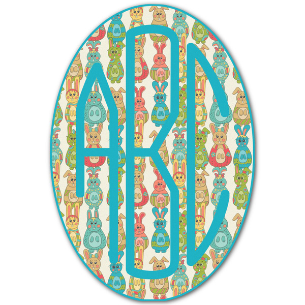 Custom Fun Easter Bunnies Monogram Decal - Medium (Personalized)