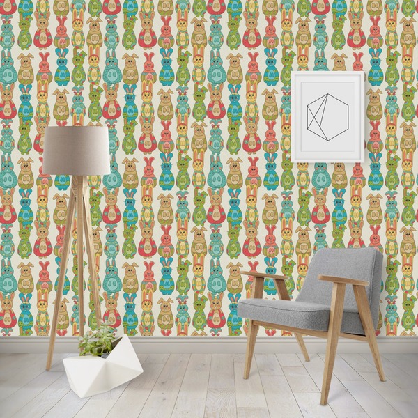 Custom Fun Easter Bunnies Wallpaper & Surface Covering (Water Activated - Removable)