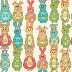 Fun Easter Bunnies Wallpaper & Surface Covering (Water Activated 24"x 24" Sample)