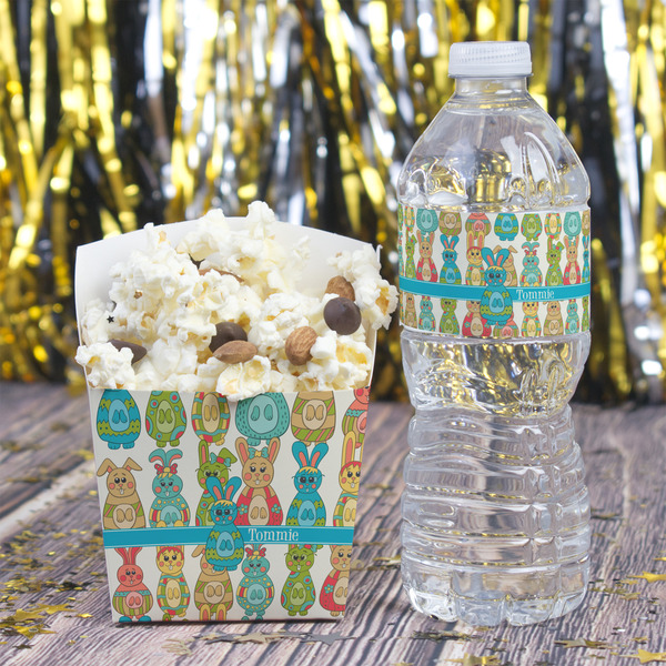Fun Easter Bunnies Water Bottle Label - w/ Favor Box