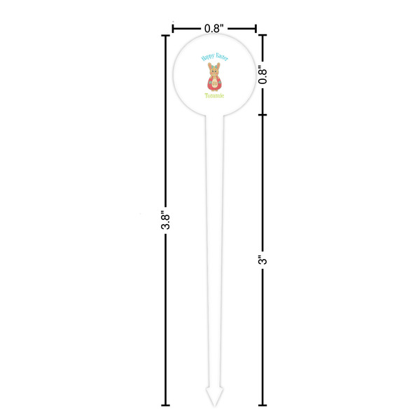 Fun Easter Bunnies White Plastic 4" Food Pick - Round - Dimensions