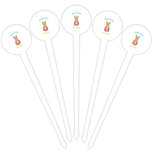 Fun Easter Bunnies White Plastic 4" Food Pick - Round - Fan View