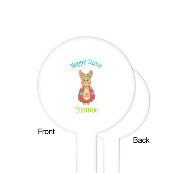 Fun Easter Bunnies White Plastic 4" Food Pick - Round - Single Sided - Front & Back