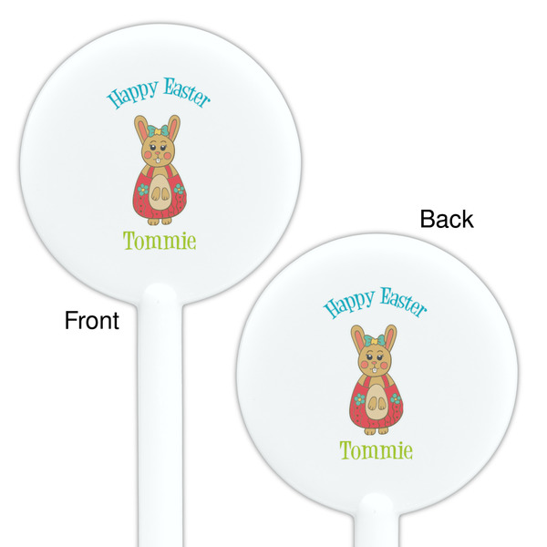 Fun Easter Bunnies White Plastic 5.5" Stir Stick - Double Sided - Round - Front & Back