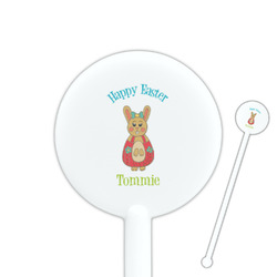 Fun Easter Bunnies 5.5" Round Plastic Stir Sticks - White - Single Sided (Personalized)