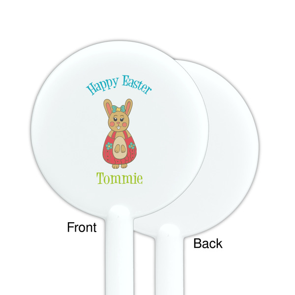 Fun Easter Bunnies White Plastic 5.5" Stir Stick - Single Sided - Round - Front & Back
