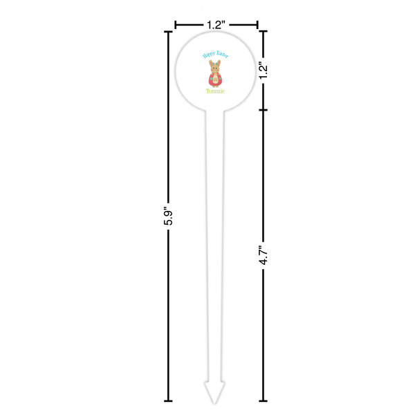 Fun Easter Bunnies White Plastic 6" Food Pick - Round - Dimensions