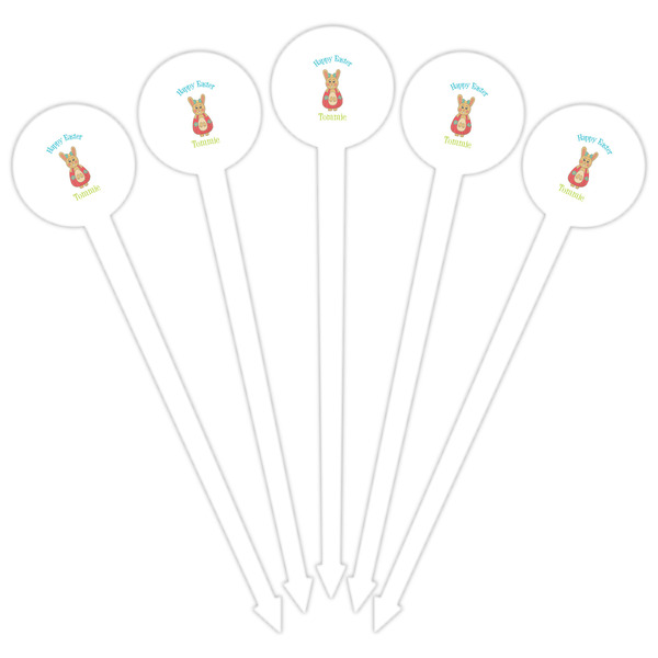 Fun Easter Bunnies White Plastic 6" Food Pick - Round - Fan View