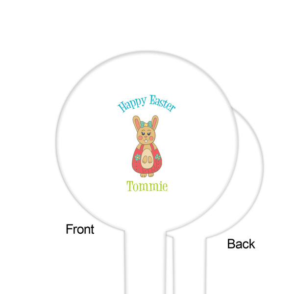 Fun Easter Bunnies White Plastic 6" Food Pick - Round - Single Sided - Front & Back