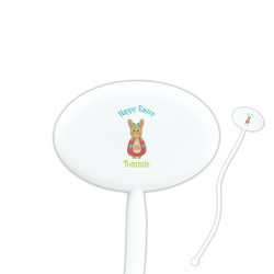 Fun Easter Bunnies 7" Oval Plastic Stir Sticks - White - Single Sided (Personalized)