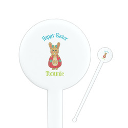 Fun Easter Bunnies 7" Round Plastic Stir Sticks - White - Single Sided (Personalized)