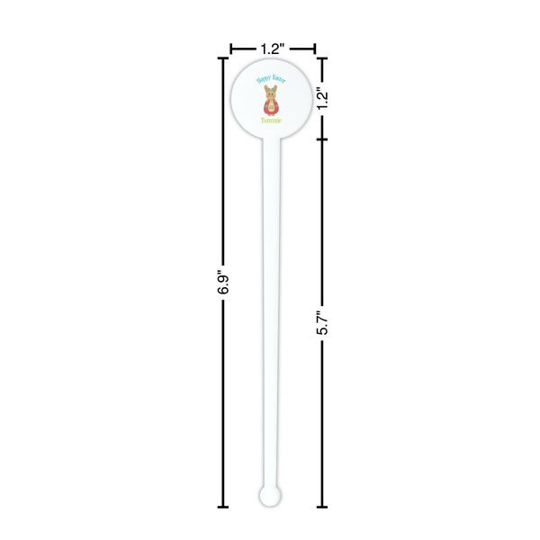 Fun Easter Bunnies White Plastic 7" Stir Stick - Round - Dimensions