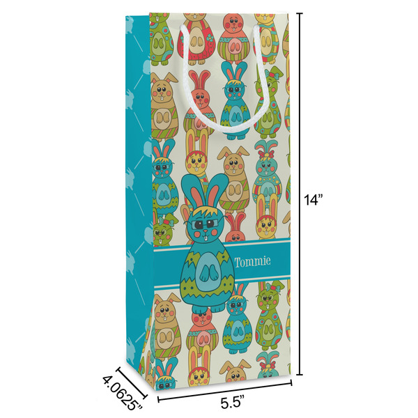 Fun Easter Bunnies Wine Gift Bag - Dimensions