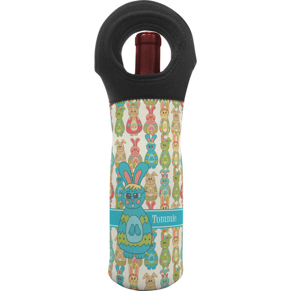 Custom Fun Easter Bunnies Wine Tote Bag (Personalized)