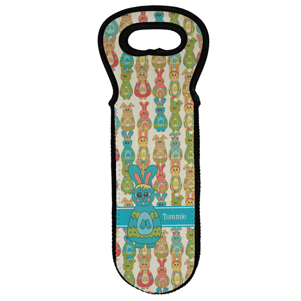 Custom Fun Easter Bunnies Wine Tote Bag (Personalized)