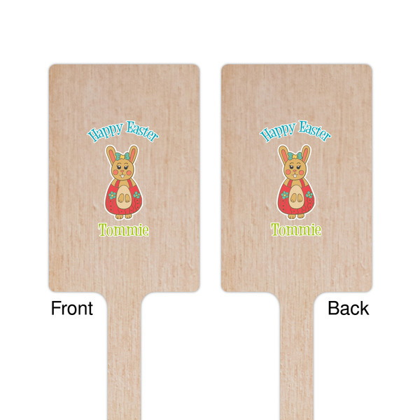 Fun Easter Bunnies Wooden 6.25" Stir Stick - Rectangular - Double Sided - Front & Back