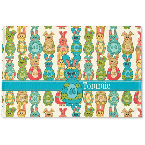 Custom Fun Easter Bunnies Woven Mat (Personalized)