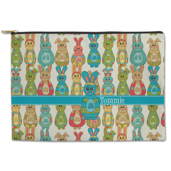 Custom Fun Easter Bunnies Zipper Pouch - Large - 12.5"x8.5" (Personalized)