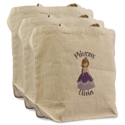 Custom Princess Reusable Cotton Grocery Bags - Set of 3 (Personalized)