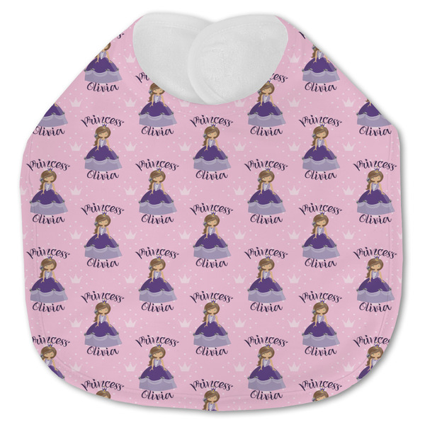 Custom Custom Princess Jersey Knit Baby Bib w/ Name All Over