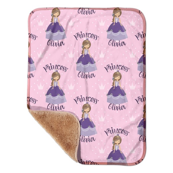 Custom Custom Princess Sherpa Baby Blanket - 30" x 40" w/ Name All Over