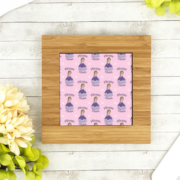 Custom Princess Bamboo Trivet with 6" Tile - LIFESTYLE