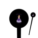 Custom Princess 4" Round Plastic Food Picks - Black - Single Sided (Personalized)