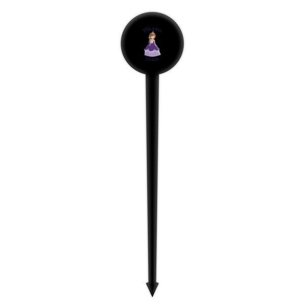 Custom Princess Black Plastic 4" Food Pick - Round - Single Pick