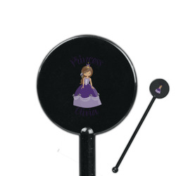 Custom Princess 5.5" Round Plastic Stir Sticks - Black - Double Sided (Personalized)