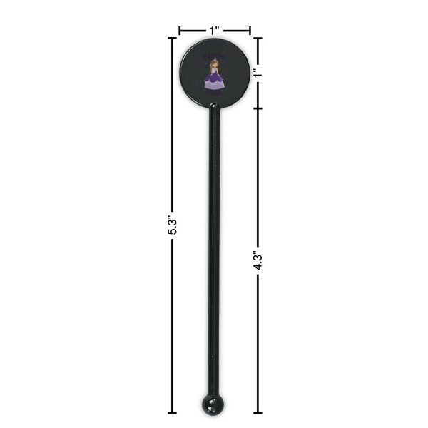 Custom Princess Black Plastic 5.5" Stir Stick - Round - Dimensions
