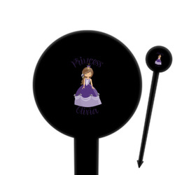 Custom Princess 6" Round Plastic Food Picks - Black - Double Sided (Personalized)
