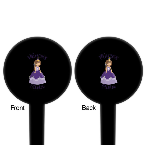 Custom Princess Black Plastic 6" Food Pick - Round - Double Sided - Front & Back