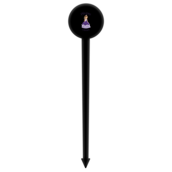 Custom Princess Black Plastic 6" Food Pick - Round - Single Pick