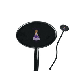 Custom Princess 7" Oval Plastic Stir Sticks - Black - Single Sided (Personalized)