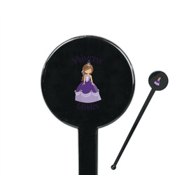 Custom Princess 7" Round Plastic Stir Sticks - Black - Single Sided (Personalized)