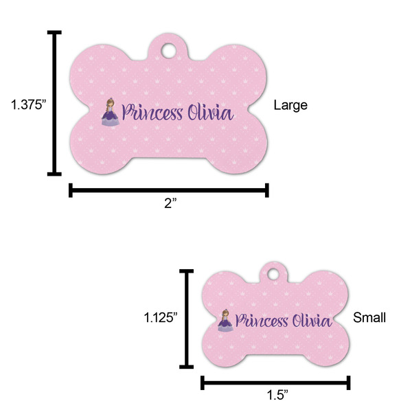 Custom Princess Bone Shaped Dog ID Tag - Large - Scale