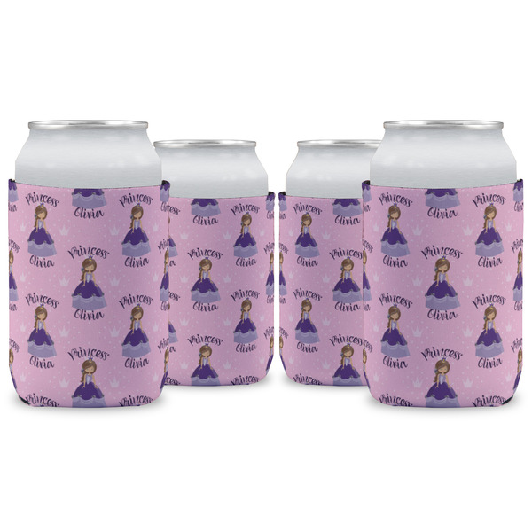 Custom Custom Princess Can Cooler (12 oz) - Set of 4 w/ Name All Over