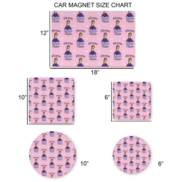 Custom Princess Car Magnets - SIZE CHART