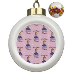 Custom Princess Ceramic Ball Ornaments - Poinsettia Garland (Personalized)