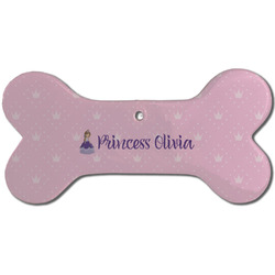Custom Princess Ceramic Dog Ornament - Front w/ Name All Over