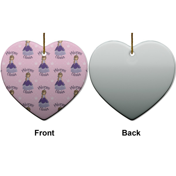 Custom Princess Ceramic Flat Ornament - Heart Front & Back (APPROVAL)