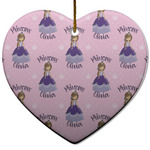 Custom Princess Heart Ceramic Ornament w/ Name All Over