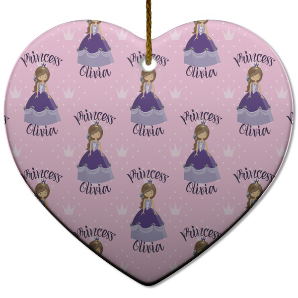 Custom Princess Ceramic Flat Ornament - Heart (Front)